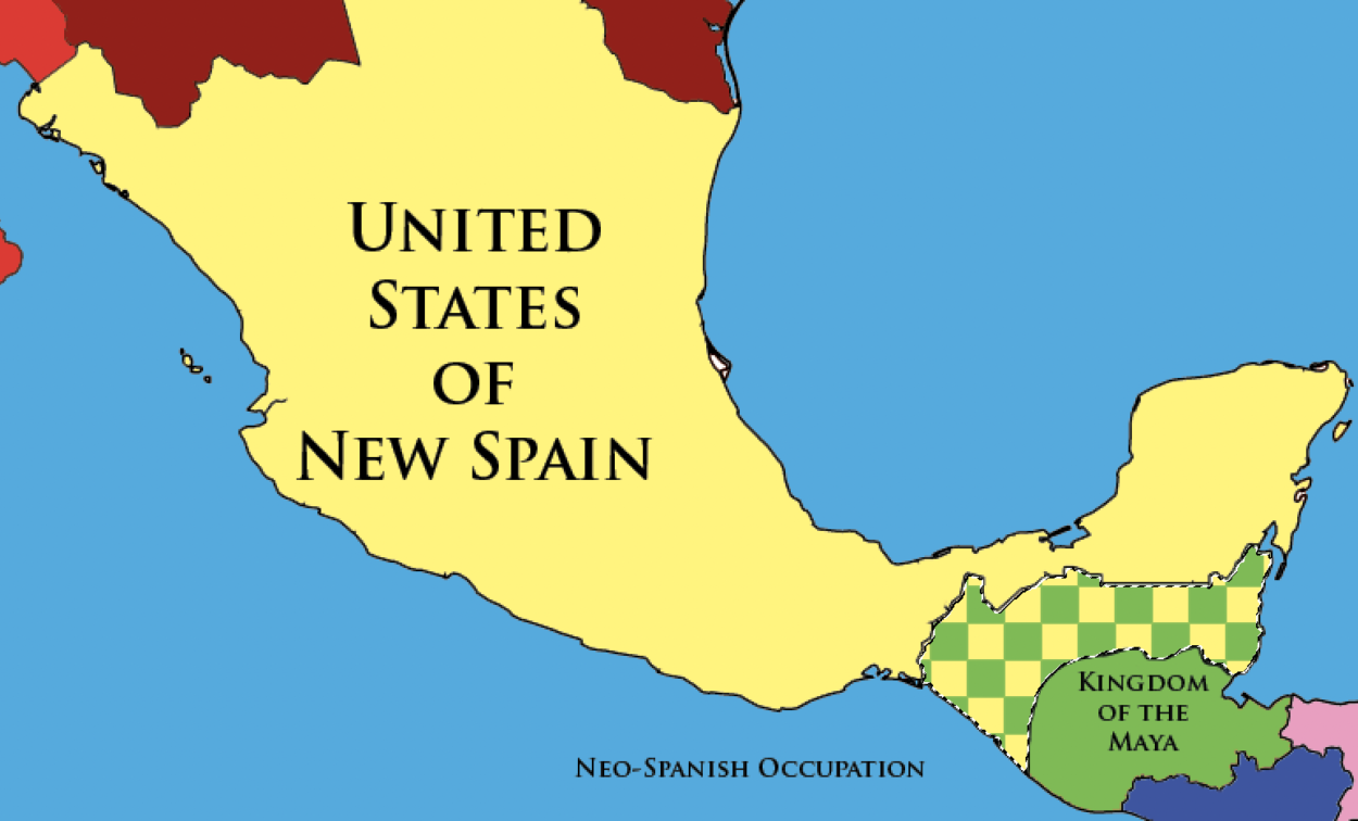 Map showing Neo-Spanish Occupation of the Kingdom of the Maya