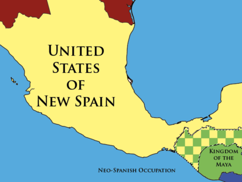 Map showing Neo-Spanish Occupation of the Kingdom of the Maya