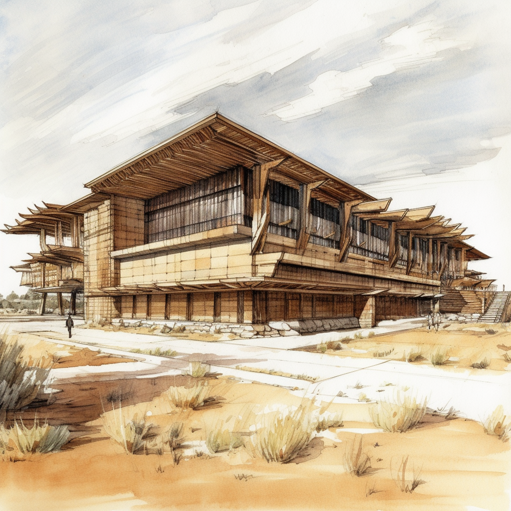 An architectural drawing of the Cascadian Long House.