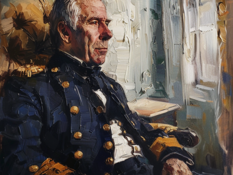 An oil painting of UAS President Zachary Taylor