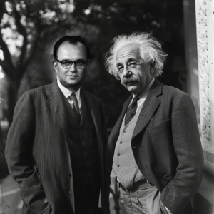 Albert Einstein and Hugh Everett at Wimahl University in Cascadia in 1959.