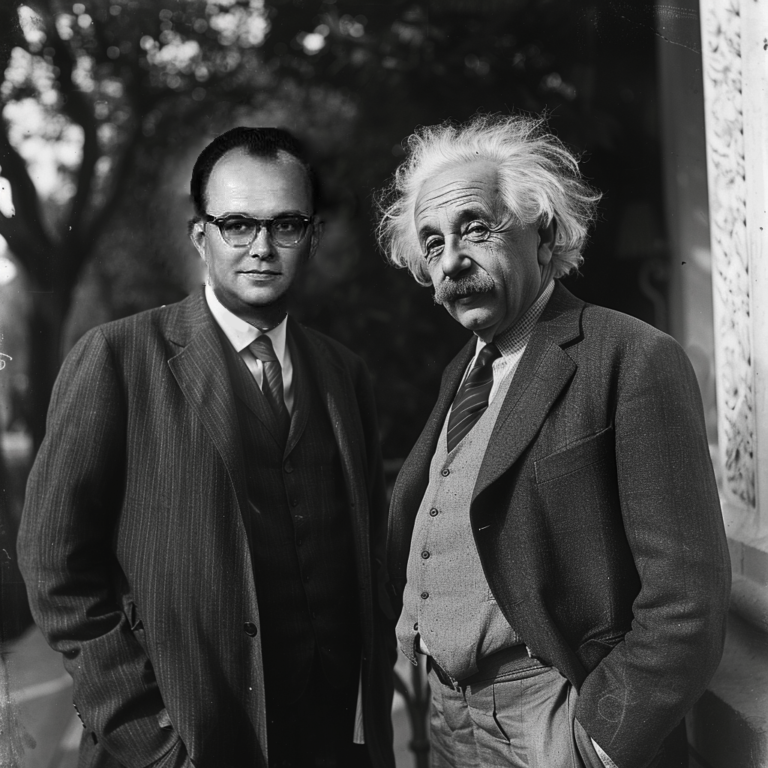 Albert Einstein and Hugh Everett at Wimahl University in Cascadia in 1959.