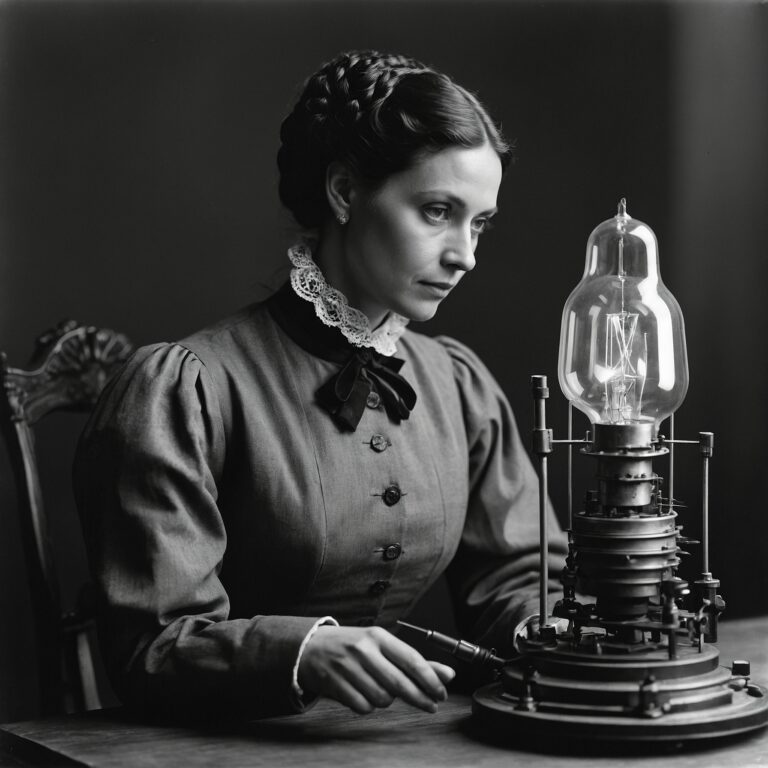 Portrait of Alessa d’Poitiers building a Lessa Light at a wooden table.